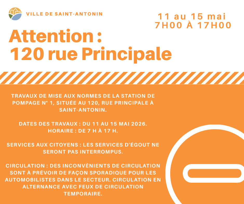 Travaux d’amélioration de la station de pompage n° 1, située au 120, rue Principale